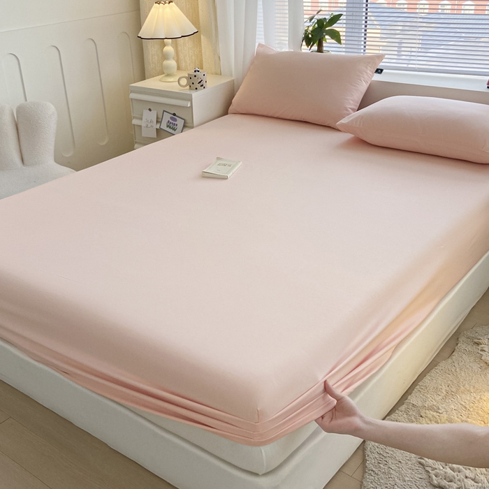 91家纺网 家纺一手货源 找家纺 涵宸家纺 2026新款全棉纯色单床笠-米兰 床笠-烟粉