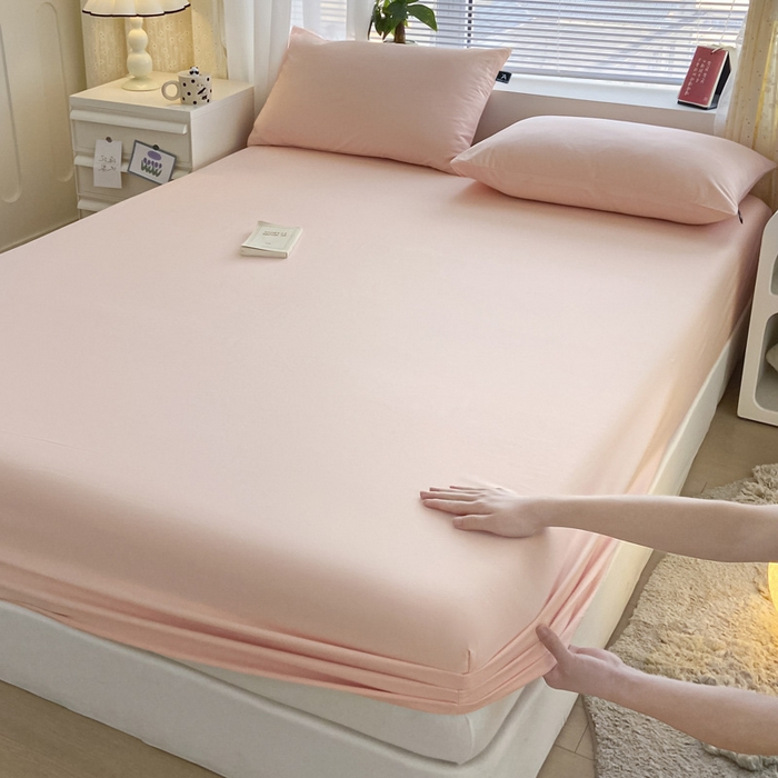 91家纺网 家纺一手货源 找家纺 涵宸家纺 2026新款全棉纯色单床笠-米兰 床笠-烟粉