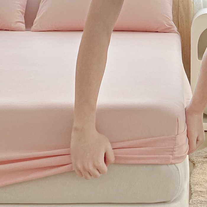 91家纺网 家纺一手货源 找家纺 涵宸家纺 2026新款全棉纯色单床笠-米兰 床笠-烟粉