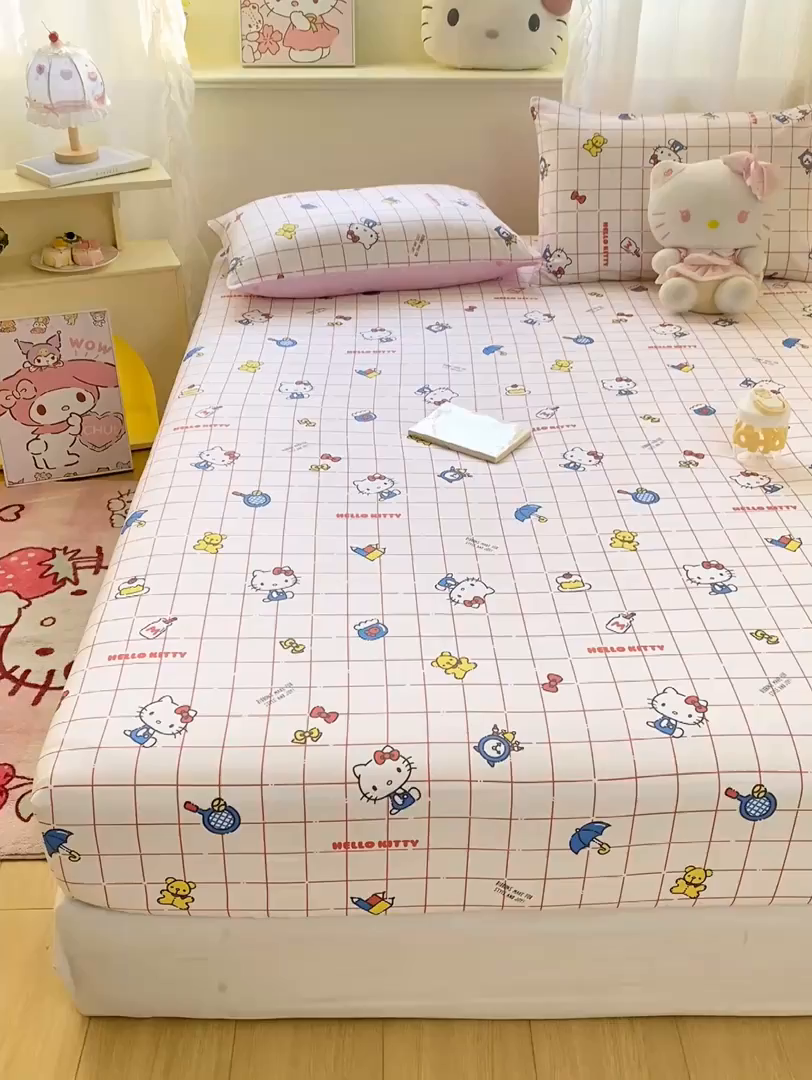 91家纺网 家纺一手货源 找家纺 （总）博雅 2026新款三丽鸥全棉小版印花床笠