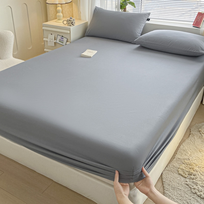 涵宸家纺 2026新款全棉纯色单床笠-米兰 床笠-银灰