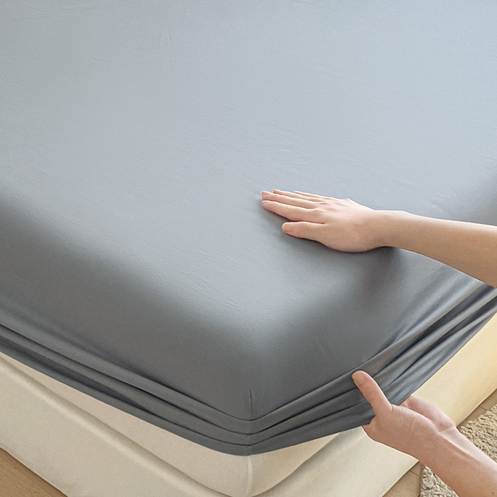 91家纺网 家纺一手货源 找家纺 涵宸家纺 2026新款全棉纯色单床笠-米兰 床笠-银灰