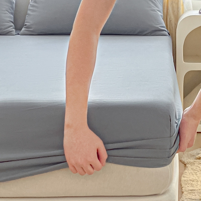 91家纺网 家纺一手货源 找家纺 涵宸家纺 2026新款全棉纯色单床笠-米兰 床笠-银灰