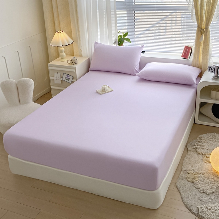 91家纺网 家纺一手货源 找家纺 涵宸家纺 2026新款全棉纯色单床笠-米兰 床笠-优雅紫