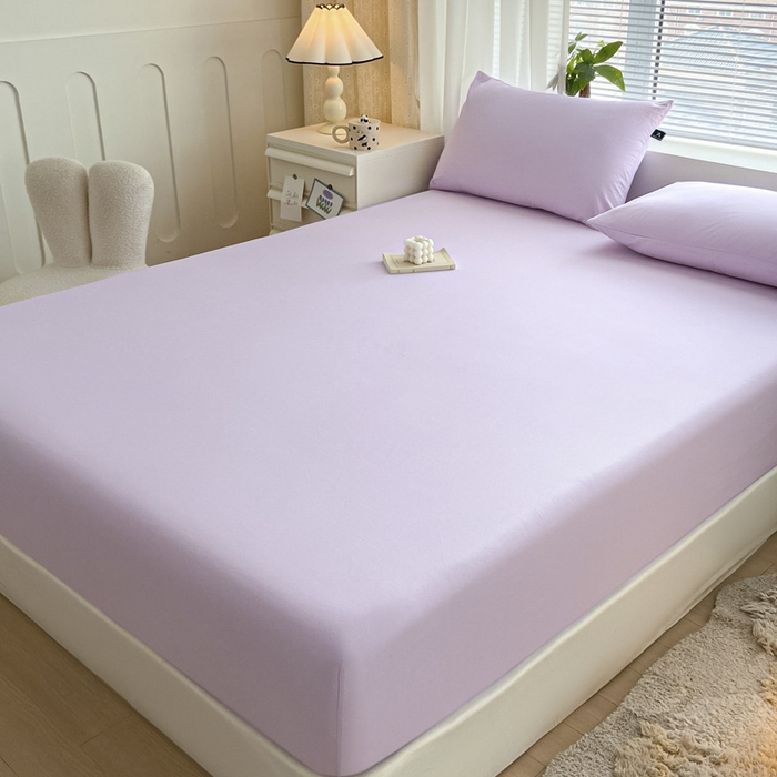 91家纺网 家纺一手货源 找家纺 涵宸家纺 2026新款全棉纯色单床笠-米兰 床笠-优雅紫