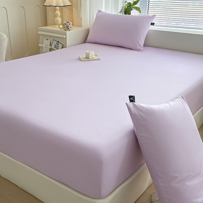 91家纺网 家纺一手货源 找家纺 涵宸家纺 2026新款全棉纯色单床笠-米兰 床笠-优雅紫