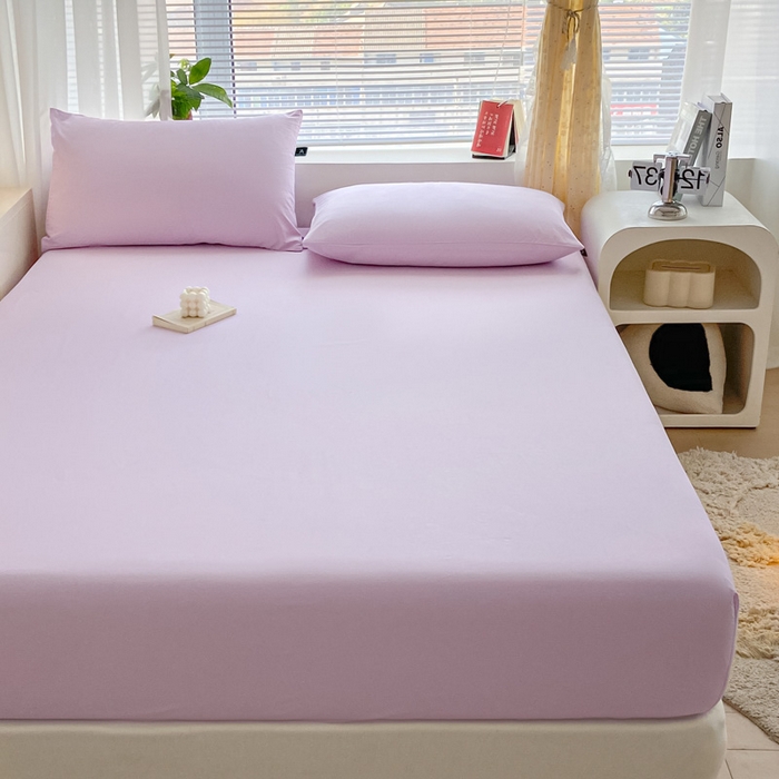 91家纺网 家纺一手货源 找家纺 涵宸家纺 2026新款全棉纯色单床笠-米兰 床笠-优雅紫