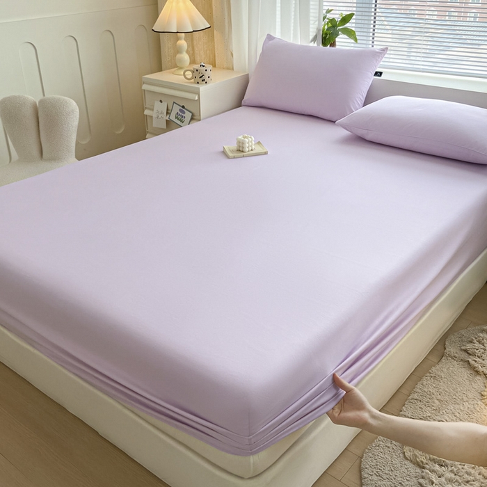 91家纺网 家纺一手货源 找家纺 涵宸家纺 2026新款全棉纯色单床笠-米兰 床笠-优雅紫