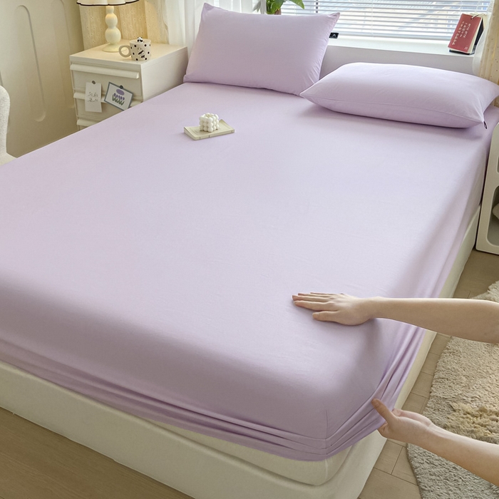 91家纺网 家纺一手货源 找家纺 涵宸家纺 2026新款全棉纯色单床笠-米兰 床笠-优雅紫