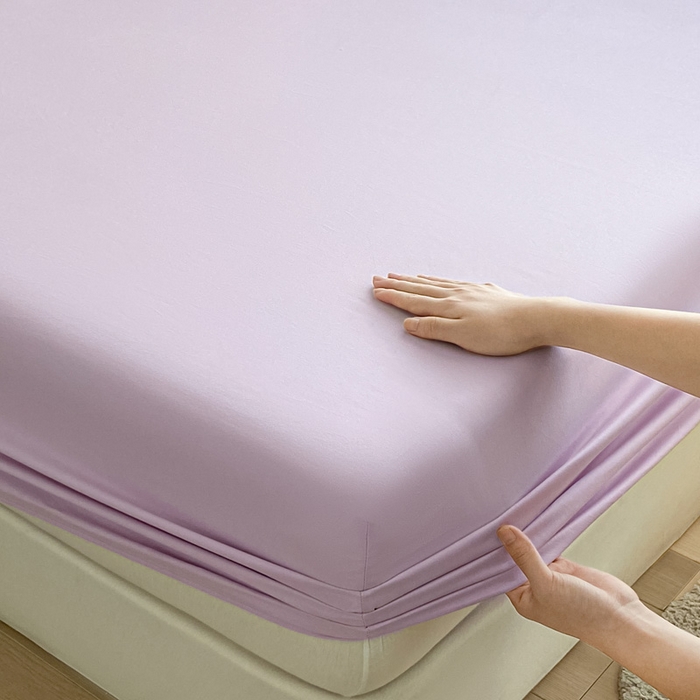 91家纺网 家纺一手货源 找家纺 涵宸家纺 2026新款全棉纯色单床笠-米兰 床笠-优雅紫