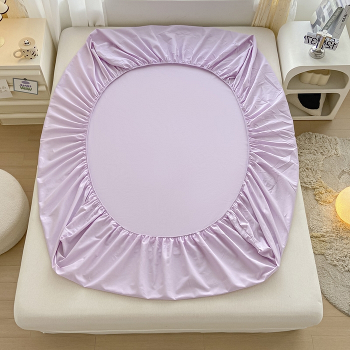 91家纺网 家纺一手货源 找家纺 涵宸家纺 2026新款全棉纯色单床笠-米兰 床笠-优雅紫