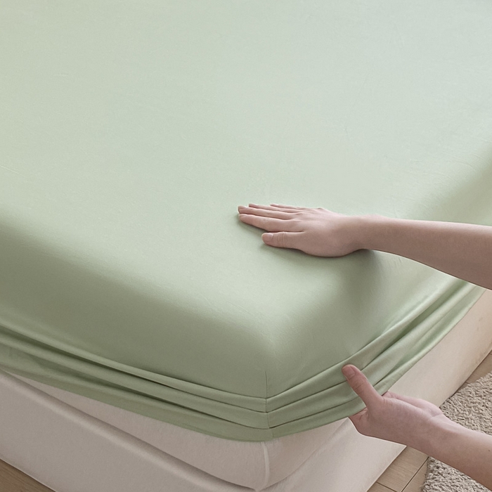 91家纺网 家纺一手货源 找家纺 涵宸家纺 2026新款全棉纯色单床笠-米兰 床笠-月光绿