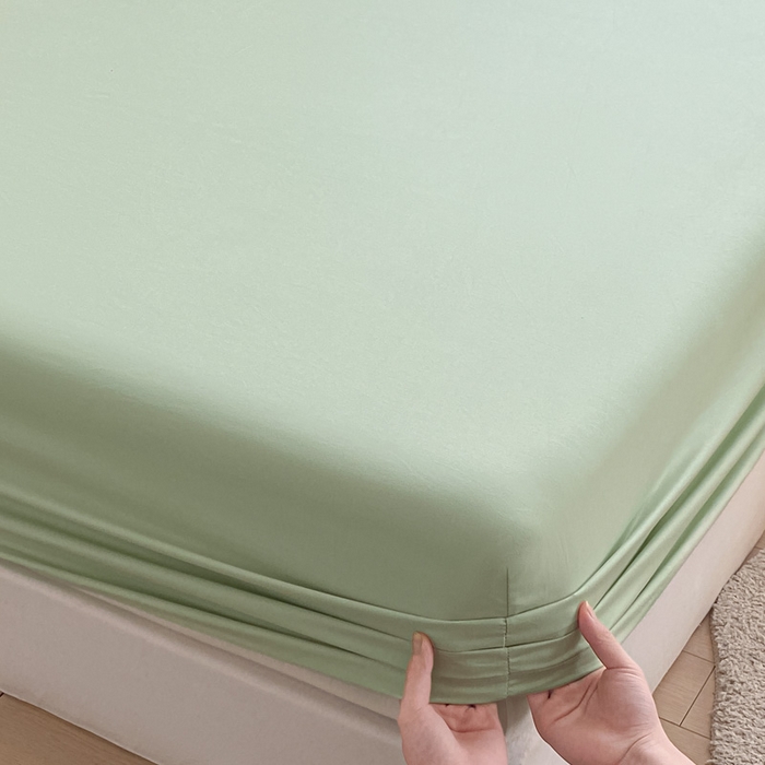91家纺网 家纺一手货源 找家纺 涵宸家纺 2026新款全棉纯色单床笠-米兰 床笠-月光绿