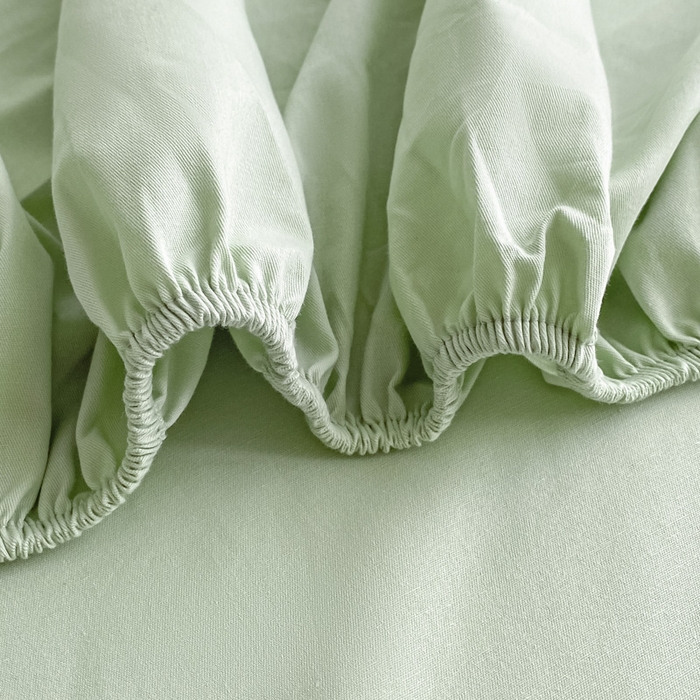 91家纺网 家纺一手货源 找家纺 涵宸家纺 2026新款全棉纯色单床笠-米兰 床笠-月光绿