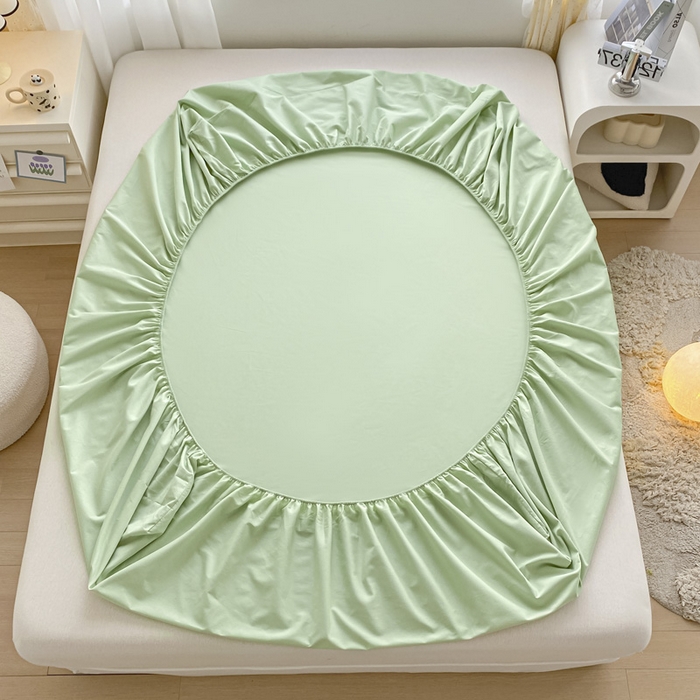 91家纺网 家纺一手货源 找家纺 涵宸家纺 2026新款全棉纯色单床笠-米兰 床笠-月光绿