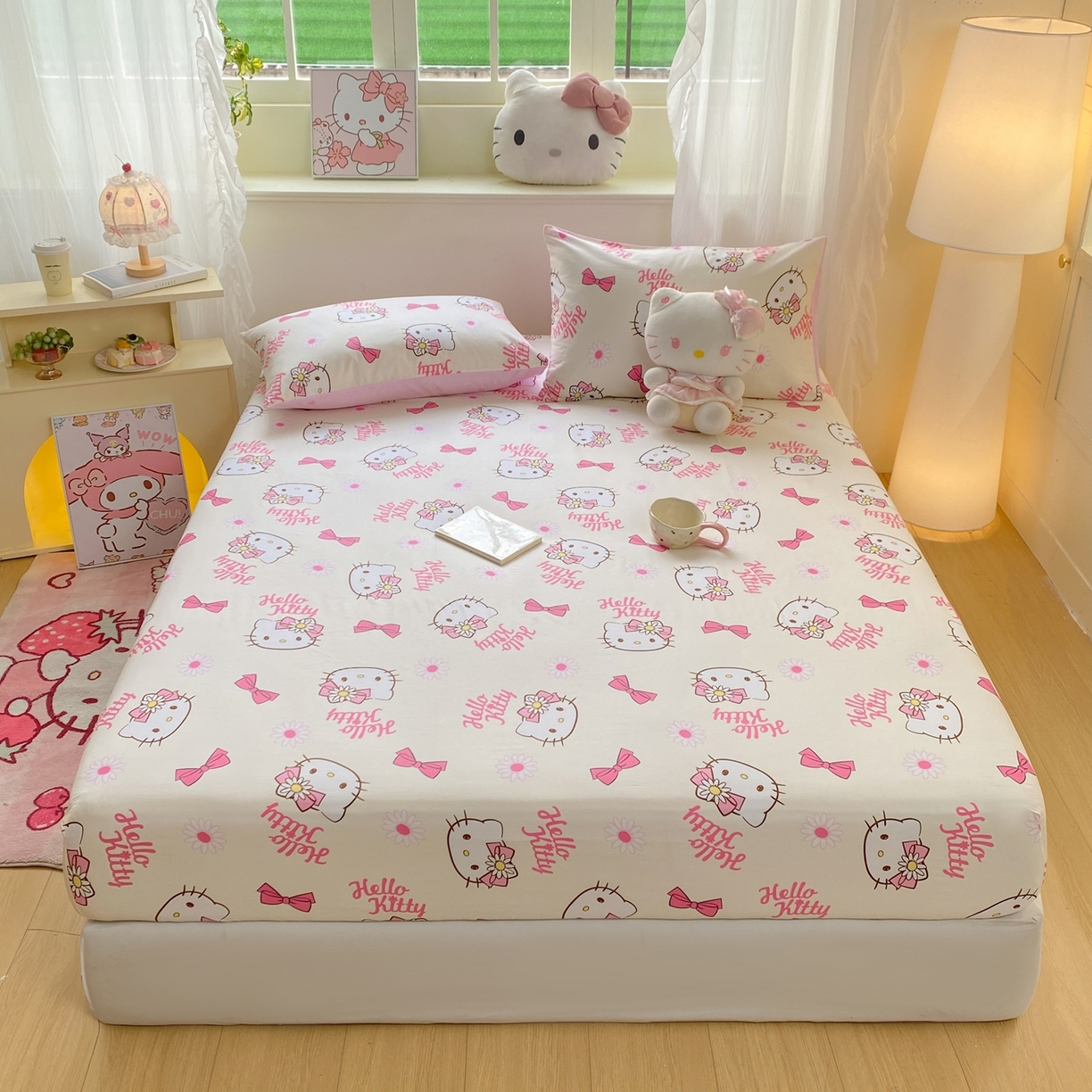 91家纺网 家纺一手货源 找家纺 （总）博雅 2026新款三丽鸥全棉小版印花床笠