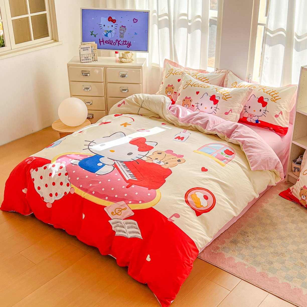 91家纺网 家纺一手货源 找家纺 （总）浩诚 2026新款专版三丽鸥hellokitty库洛米正版授权大版全棉纯棉四件套