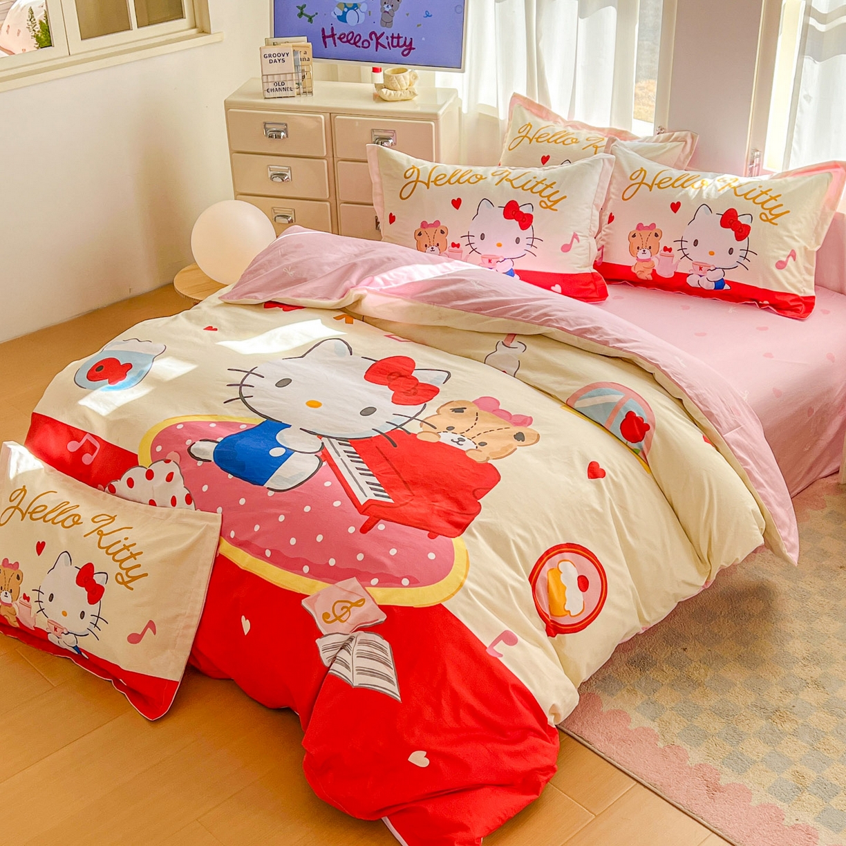 91家纺网 家纺一手货源 找家纺 （总）浩诚 2026新款专版三丽鸥hellokitty库洛米正版授权大版全棉纯棉四件套