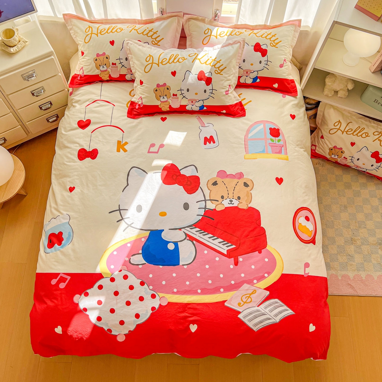 91家纺网 家纺一手货源 找家纺 （总）浩诚 2026新款专版三丽鸥hellokitty库洛米正版授权大版全棉纯棉四件套