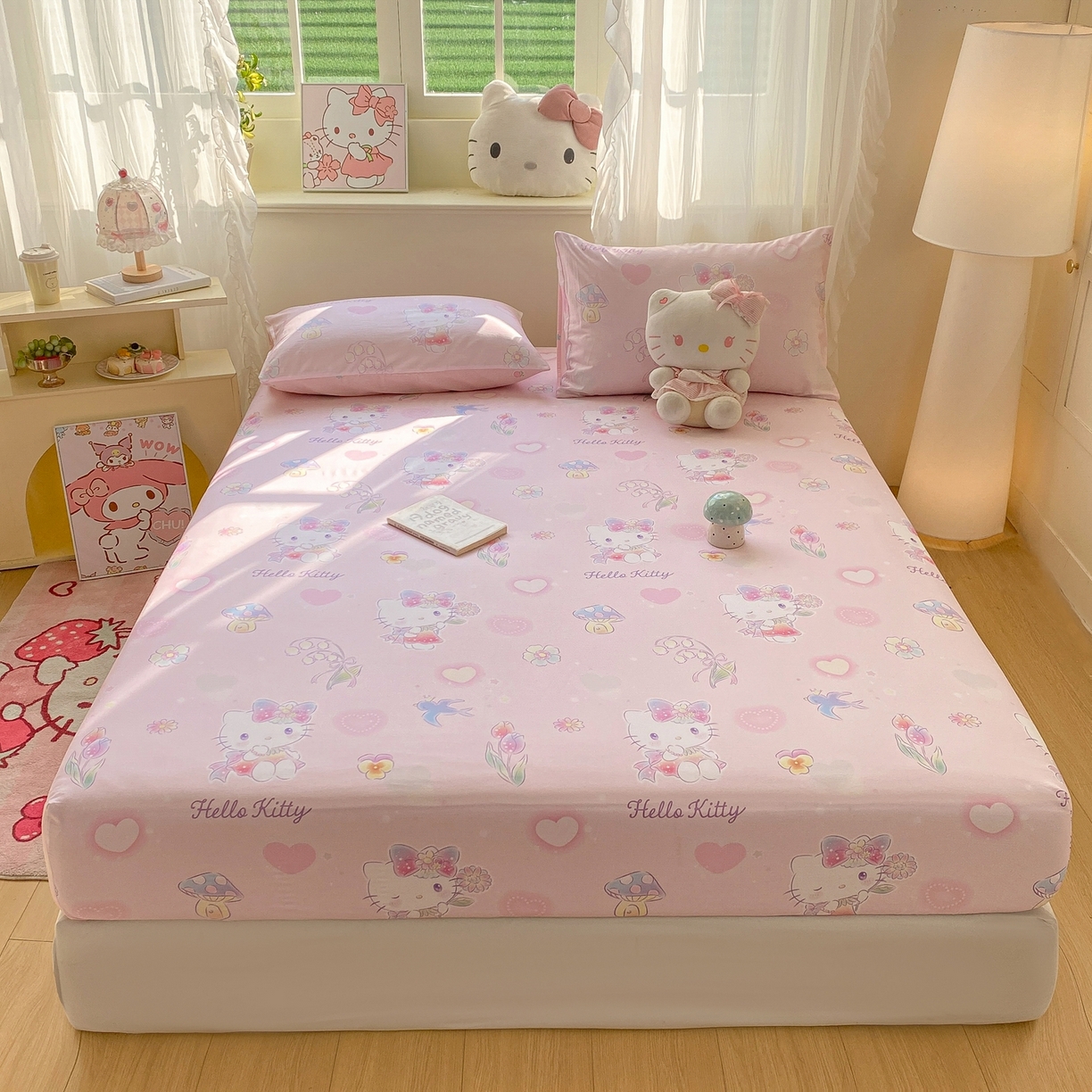 91家纺网 家纺一手货源 找家纺 （总）博雅 2026新款三丽鸥全棉小版印花床笠