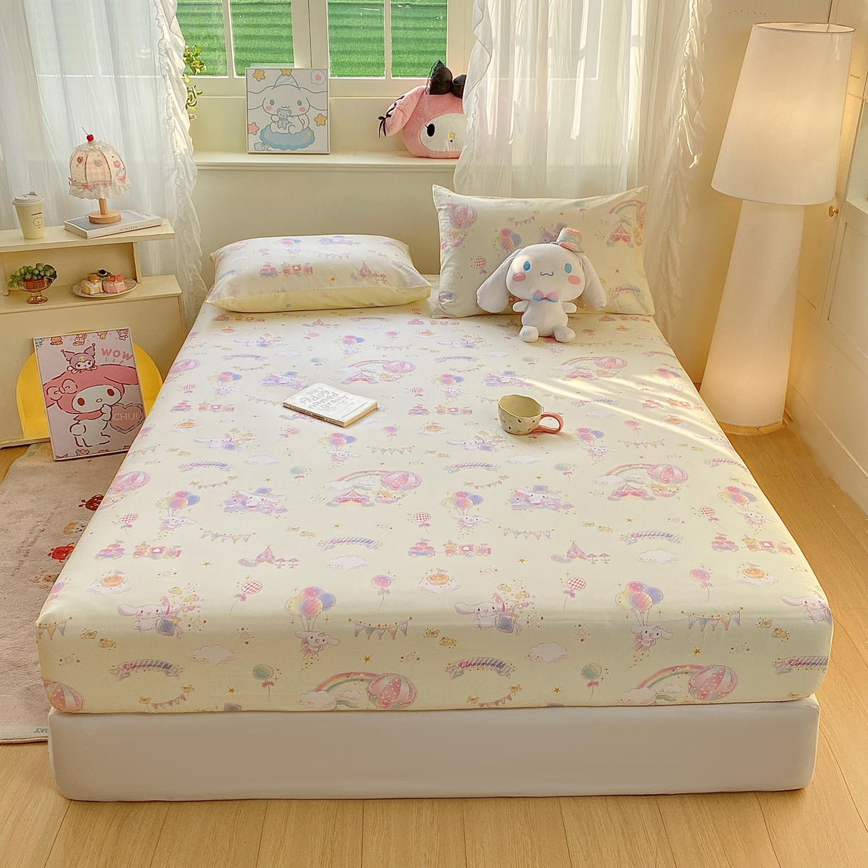 91家纺网 家纺一手货源 找家纺 （总）博雅 2026新款三丽鸥全棉小版印花床笠