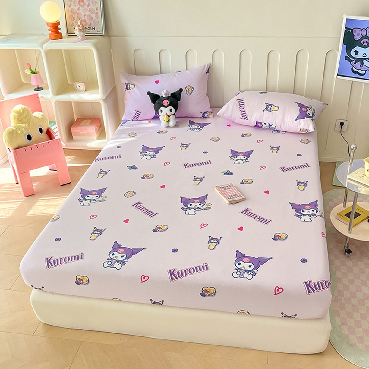 91家纺网 家纺一手货源 找家纺 博雅 2026新款三丽鸥全棉小版印花床笠 多彩库洛米