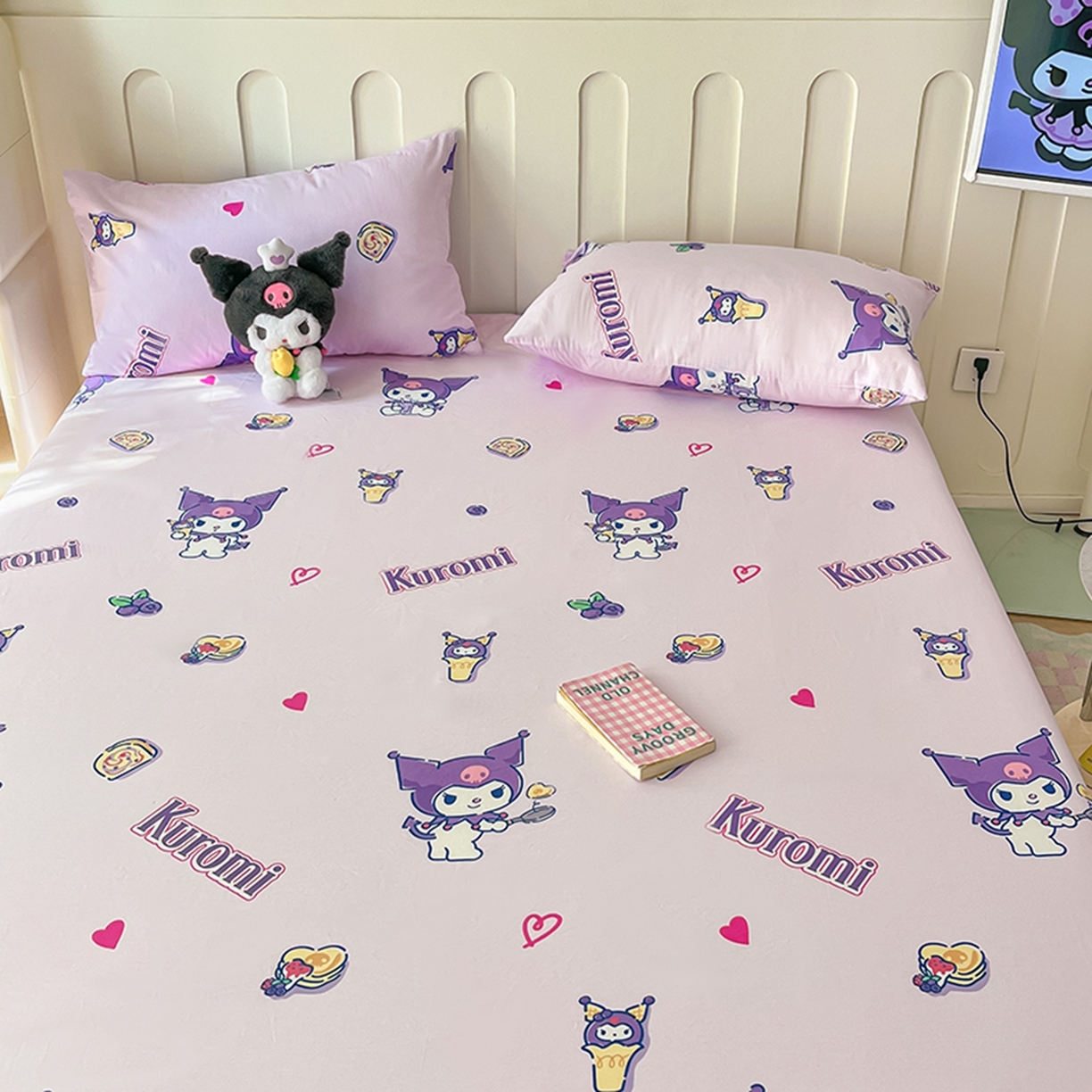 91家纺网 家纺一手货源 找家纺 博雅 2026新款三丽鸥全棉小版印花床笠 多彩库洛米