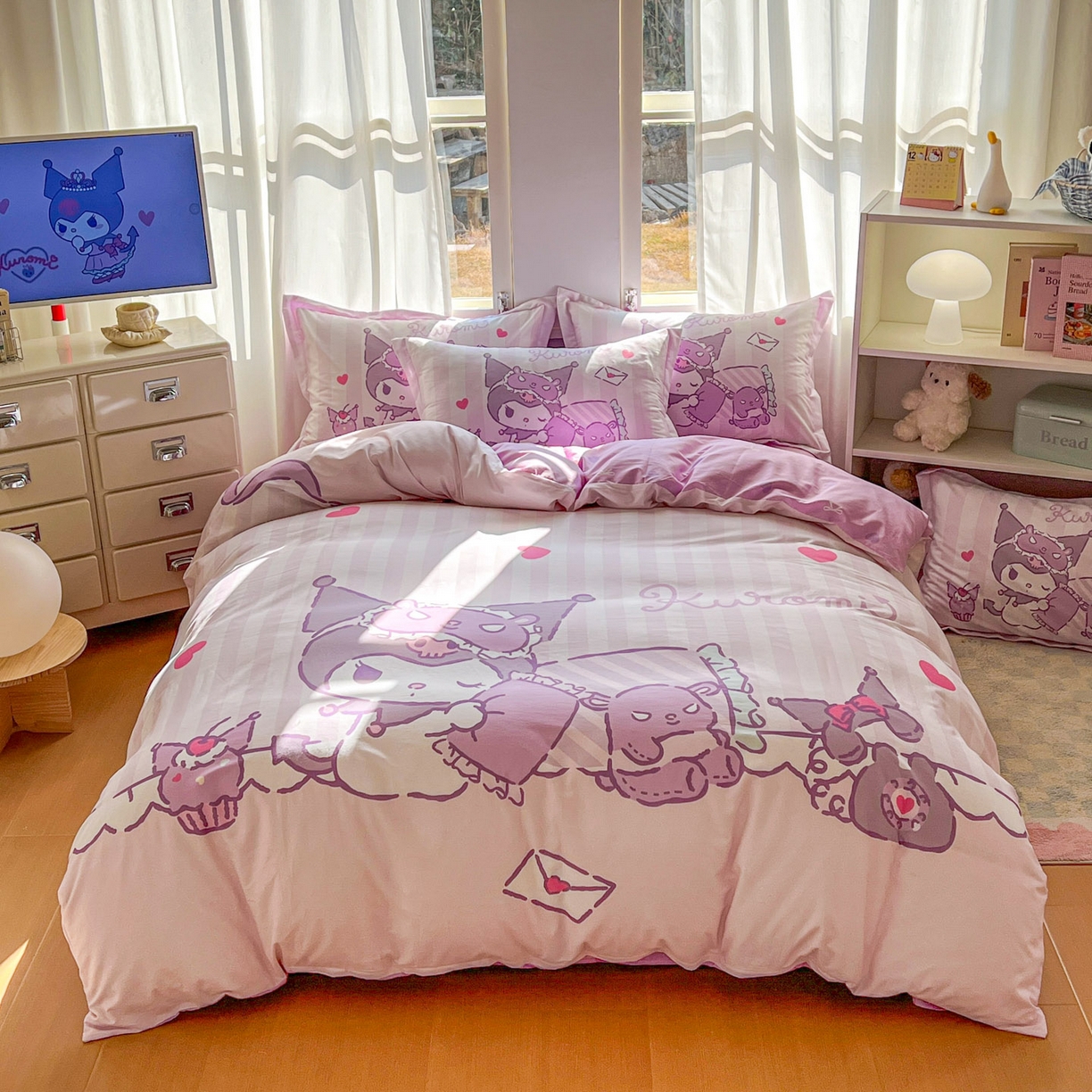 91家纺网 家纺一手货源 找家纺 （总）浩诚 2026新款专版三丽鸥hellokitty库洛米正版授权大版全棉纯棉四件套