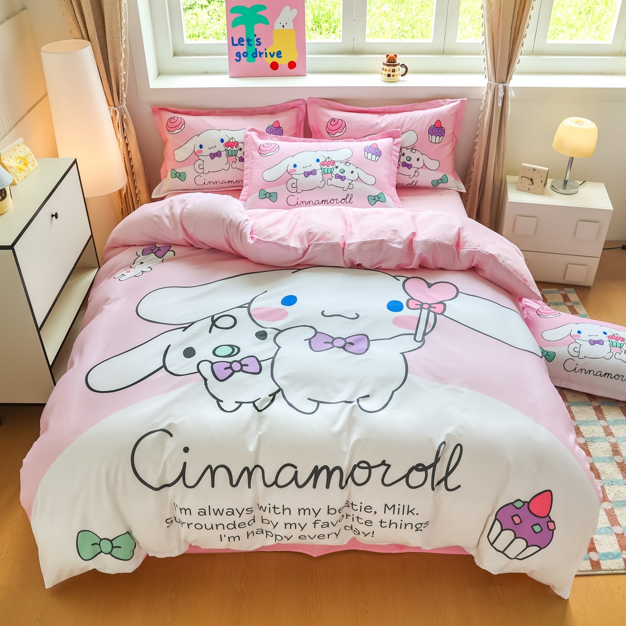 浩诚 2026新款专版三丽鸥hellokitty库洛米正版授权大版全棉纯棉四件套 爱心甜点