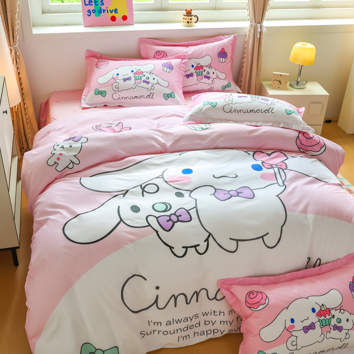 91家纺网 家纺一手货源 找家纺 浩诚 2026新款专版三丽鸥hellokitty库洛米正版授权大版全棉纯棉四件套 爱心甜点