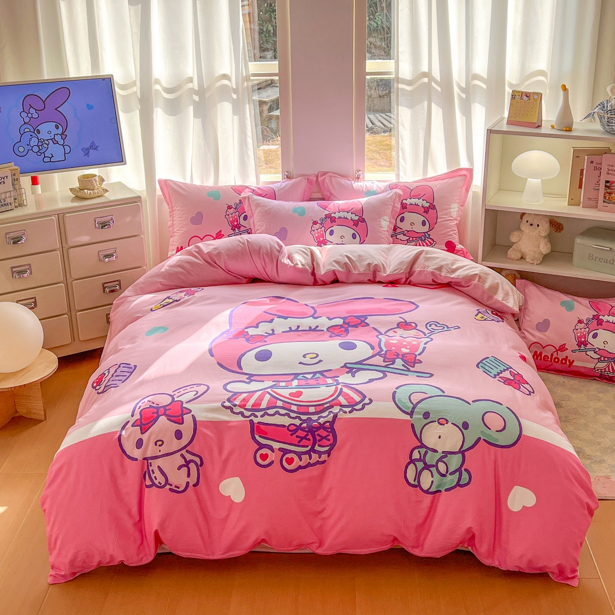 浩诚 2026新款专版三丽鸥hellokitty库洛米正版授权大版全棉纯棉四件套 打工美乐蒂