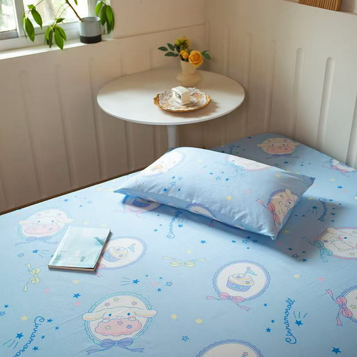 91家纺网 家纺一手货源 找家纺 博雅 2026新款三丽鸥全棉小版印花床笠 蓝色玉桂狗