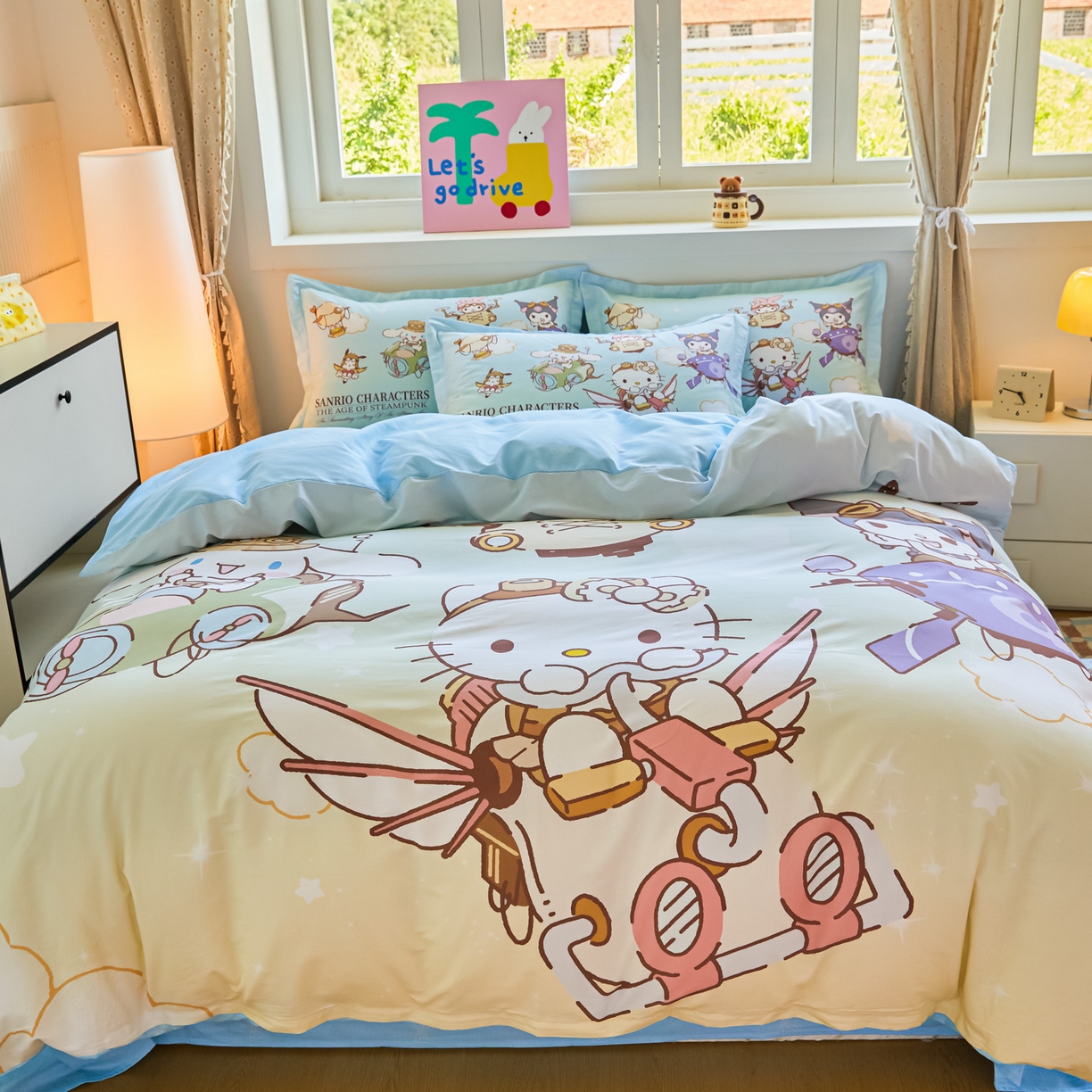 91家纺网 家纺一手货源 找家纺 浩诚 2026新款专版三丽鸥hellokitty库洛米正版授权大版全棉纯棉四件套 飞行员