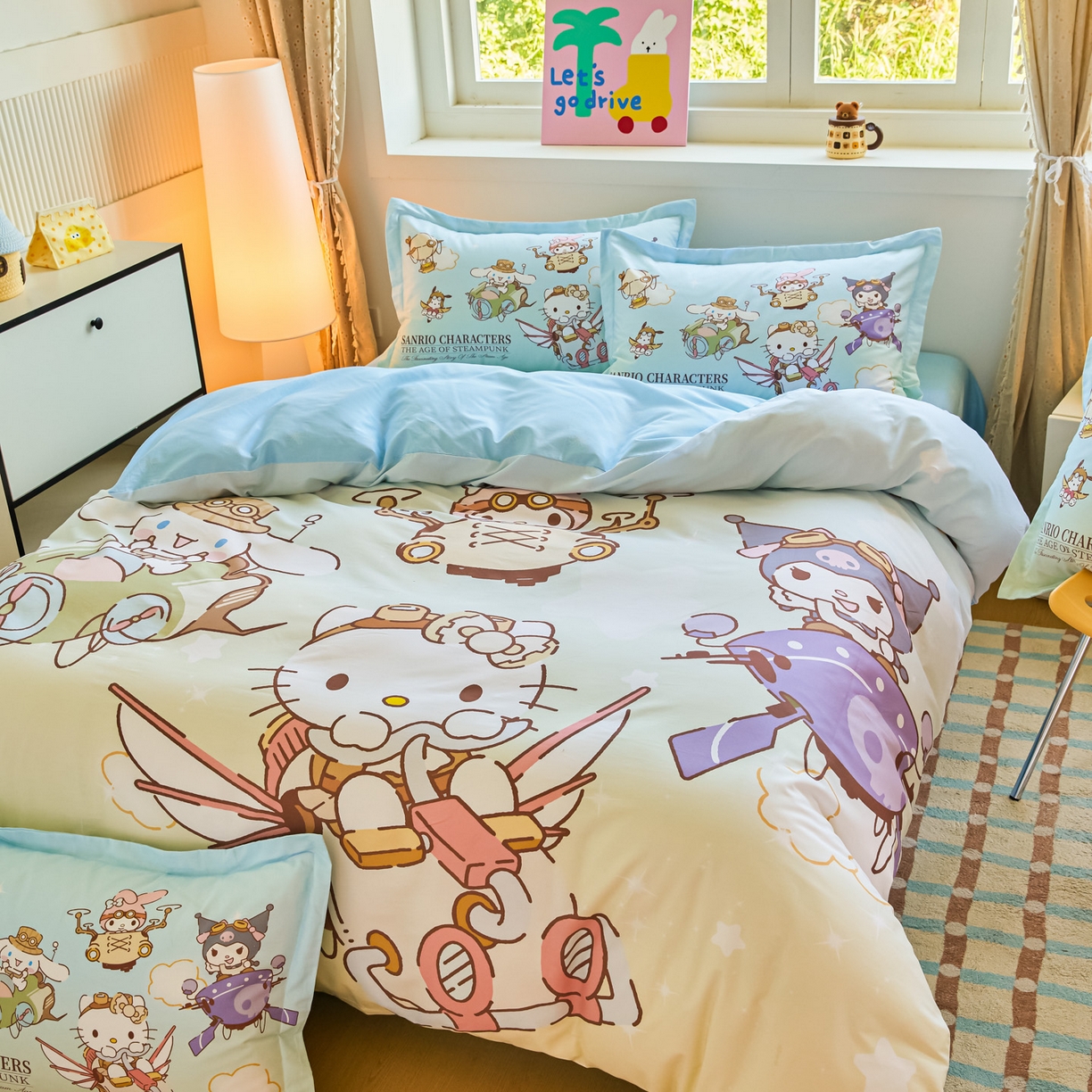 91家纺网 家纺一手货源 找家纺 浩诚 2026新款专版三丽鸥hellokitty库洛米正版授权大版全棉纯棉四件套 飞行员