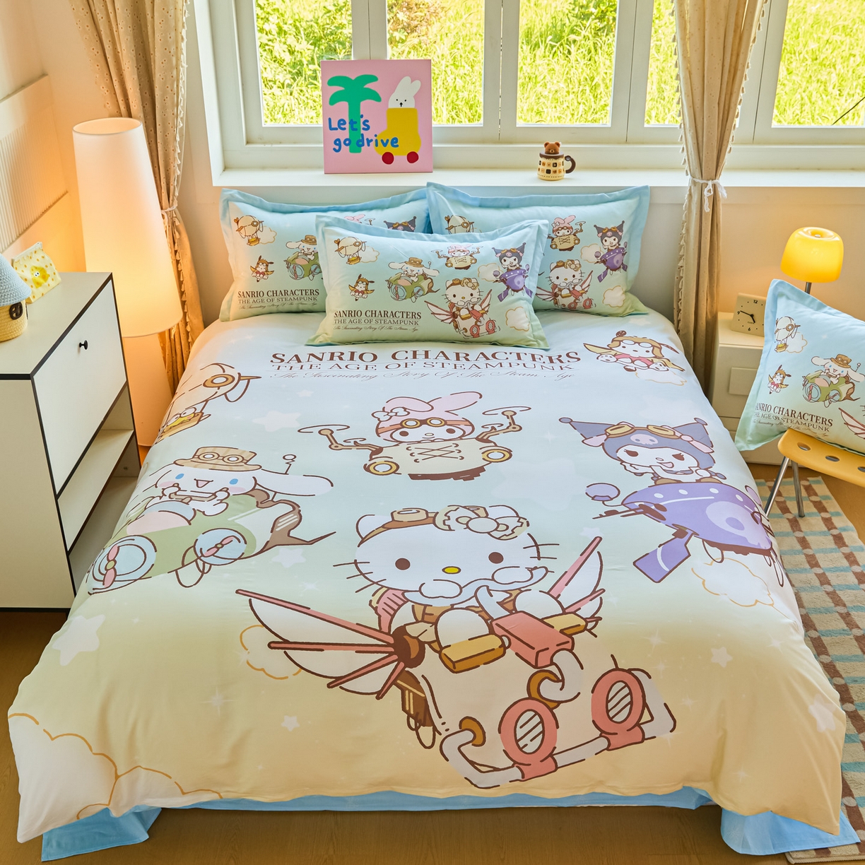 91家纺网 家纺一手货源 找家纺 浩诚 2026新款专版三丽鸥hellokitty库洛米正版授权大版全棉纯棉四件套 飞行员