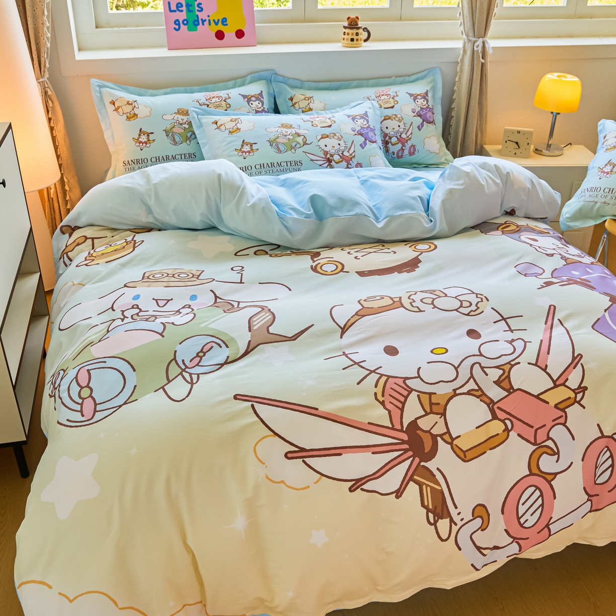 91家纺网 家纺一手货源 找家纺 浩诚 2026新款专版三丽鸥hellokitty库洛米正版授权大版全棉纯棉四件套 飞行员