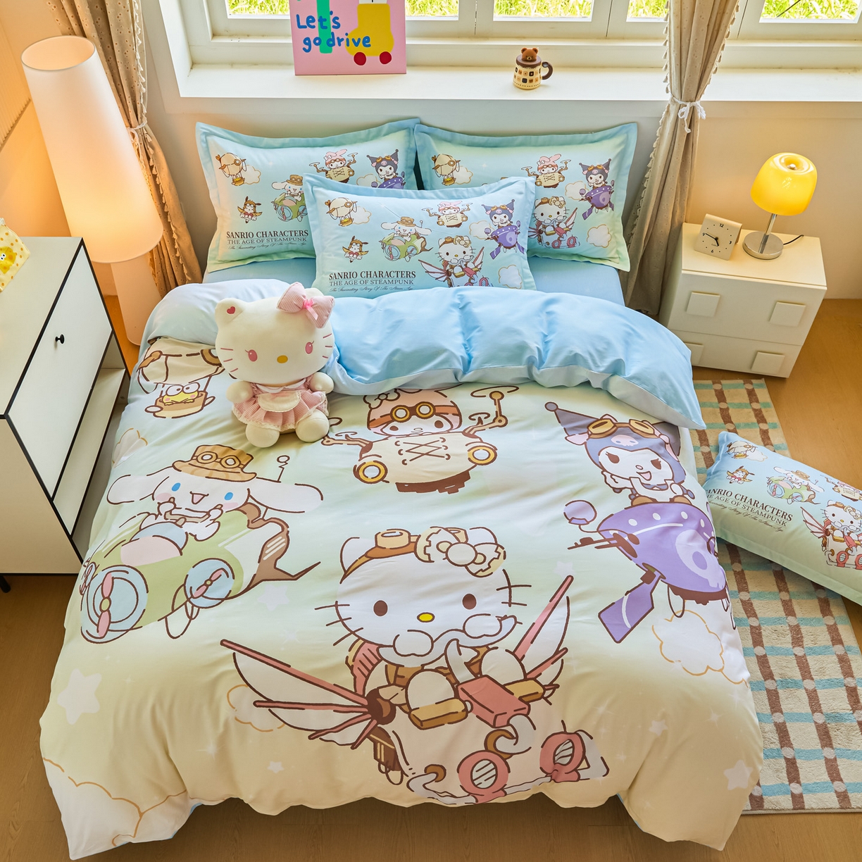 91家纺网 家纺一手货源 找家纺 浩诚 2026新款专版三丽鸥hellokitty库洛米正版授权大版全棉纯棉四件套 飞行员