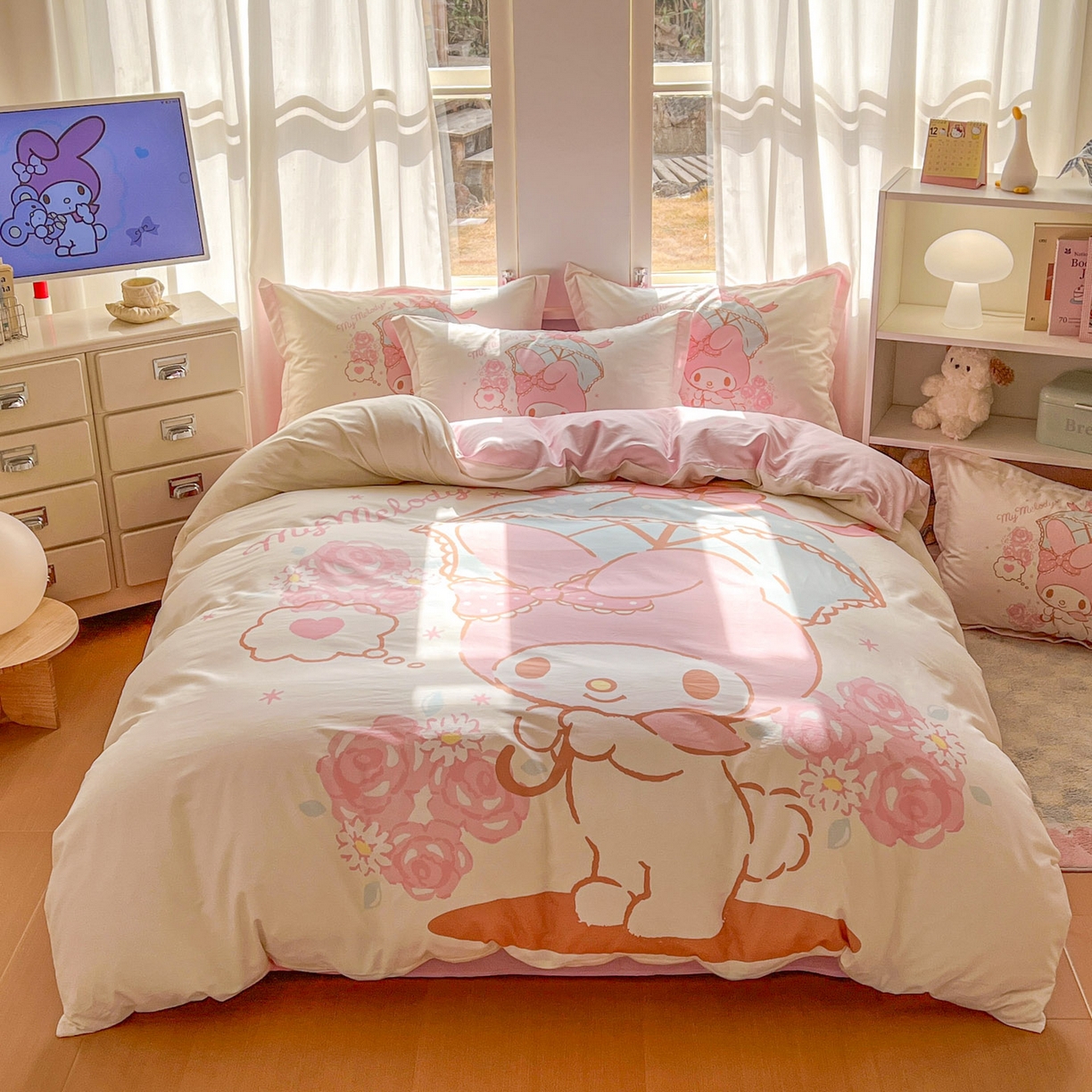 浩诚 2026新款专版三丽鸥hellokitty库洛米正版授权大版全棉纯棉四件套 浪漫美乐蒂