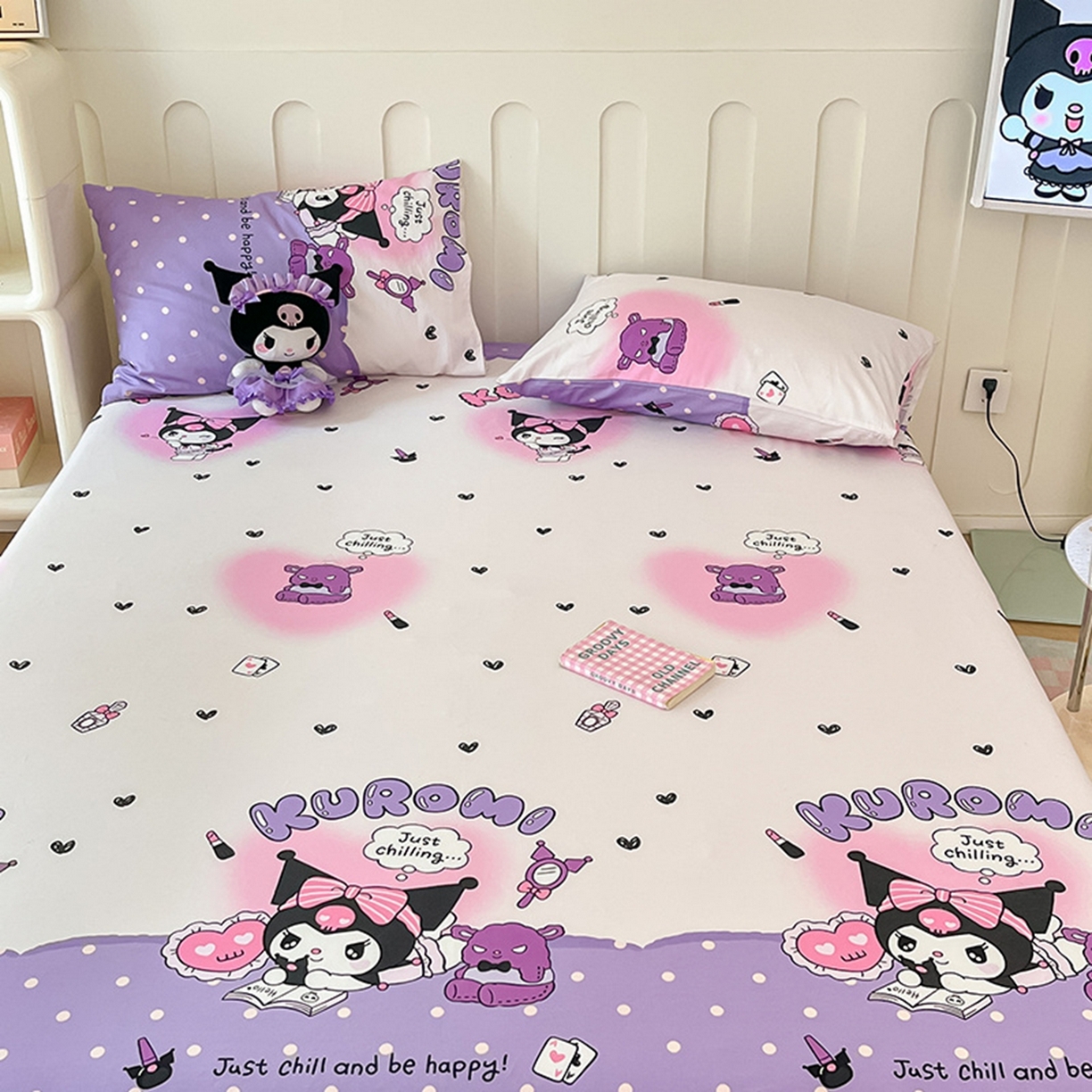 91家纺网 家纺一手货源 找家纺 博雅 2026新款三丽鸥全棉小版印花床笠 梦想库洛米