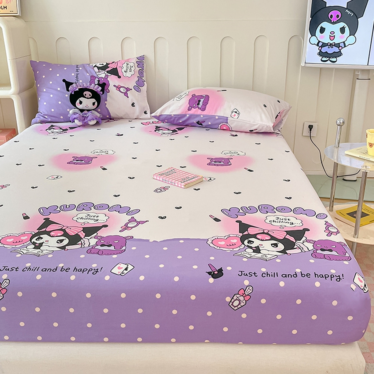 91家纺网 家纺一手货源 找家纺 博雅 2026新款三丽鸥全棉小版印花床笠 梦想库洛米