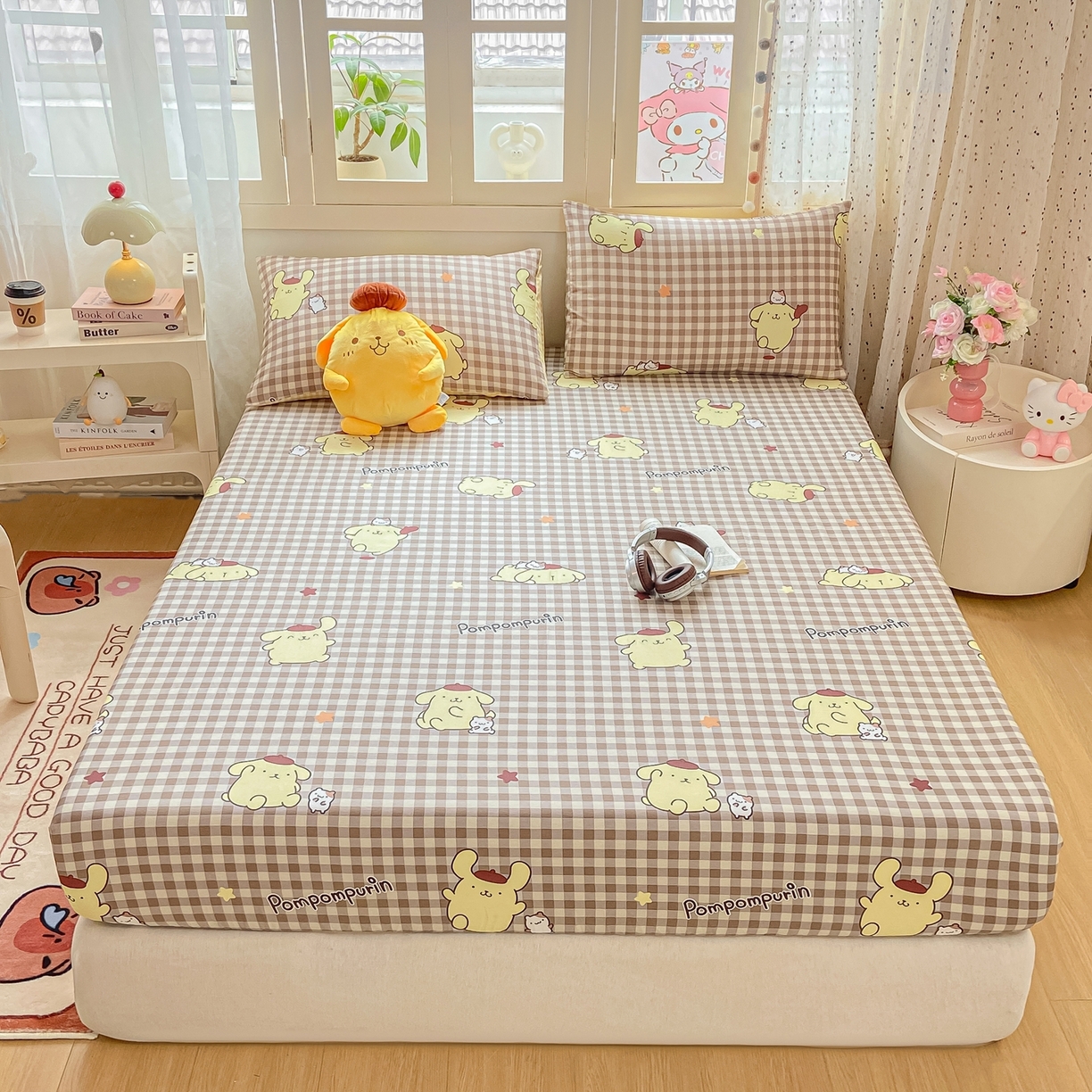 博雅 2026新款三丽鸥全棉小版印花床笠 巧克力布丁狗