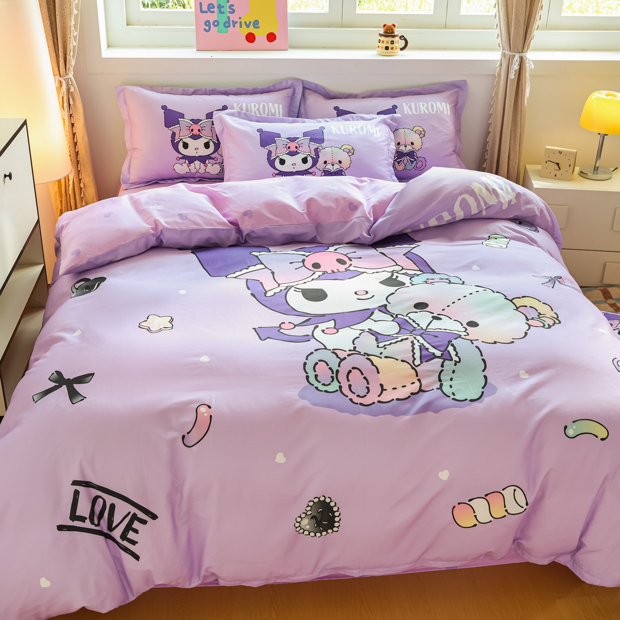 91家纺网 家纺一手货源 找家纺 浩诚 2026新款专版三丽鸥hellokitty库洛米正版授权大版全棉纯棉四件套 甜甜库洛米