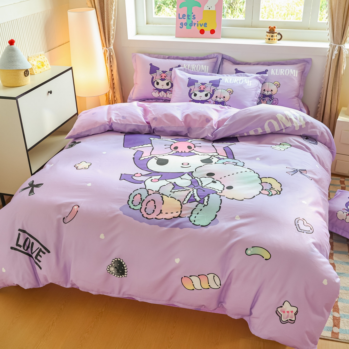 91家纺网 家纺一手货源 找家纺 浩诚 2026新款专版三丽鸥hellokitty库洛米正版授权大版全棉纯棉四件套 甜甜库洛米