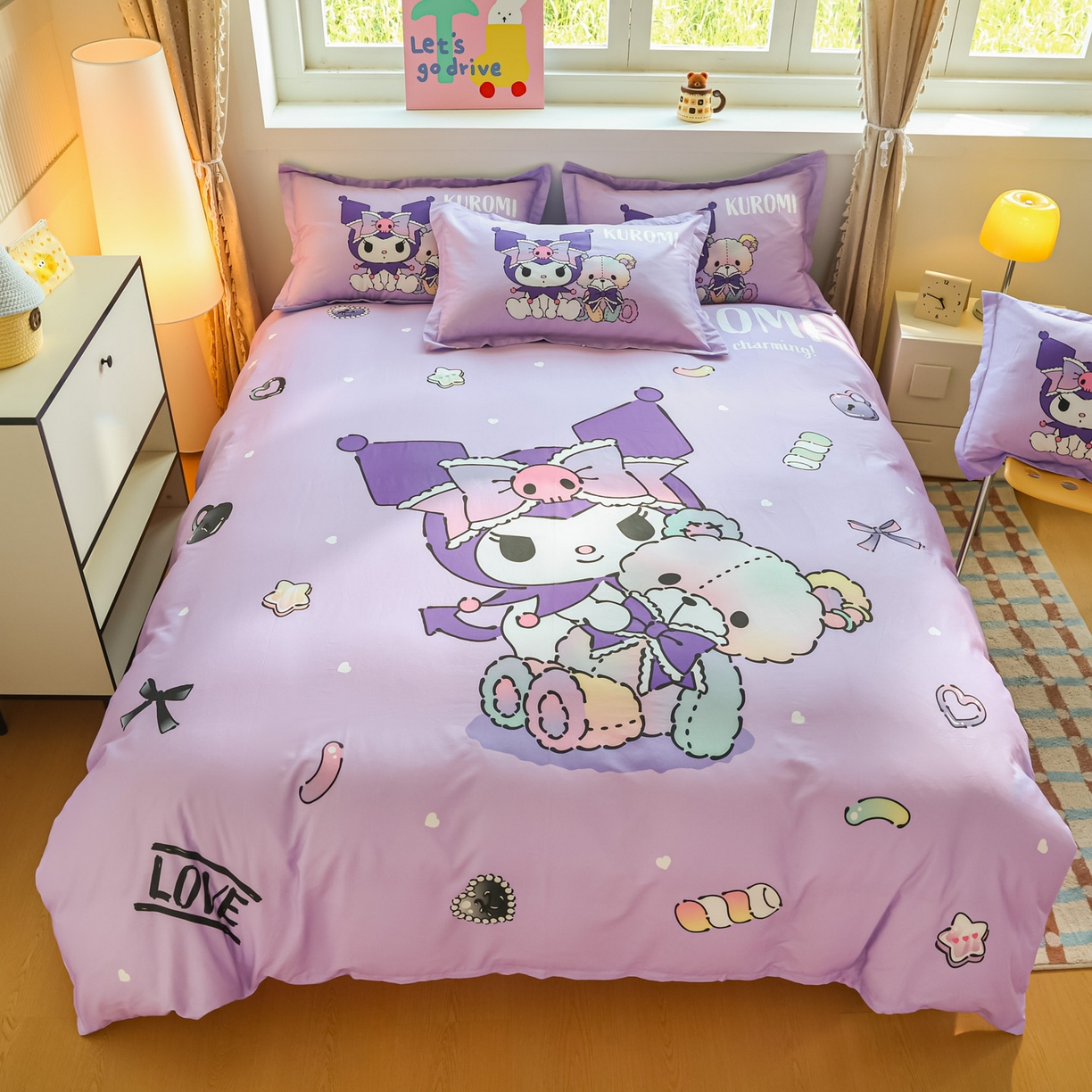 91家纺网 家纺一手货源 找家纺 浩诚 2026新款专版三丽鸥hellokitty库洛米正版授权大版全棉纯棉四件套 甜甜库洛米