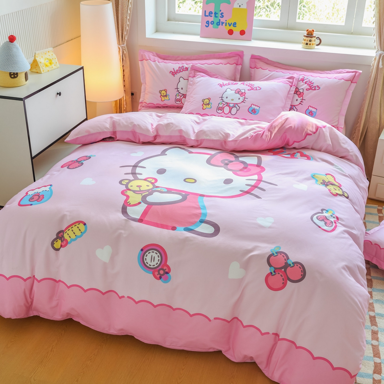 91家纺网 家纺一手货源 找家纺 浩诚 2026新款专版三丽鸥hellokitty库洛米正版授权大版全棉纯棉四件套 甜心宝贝