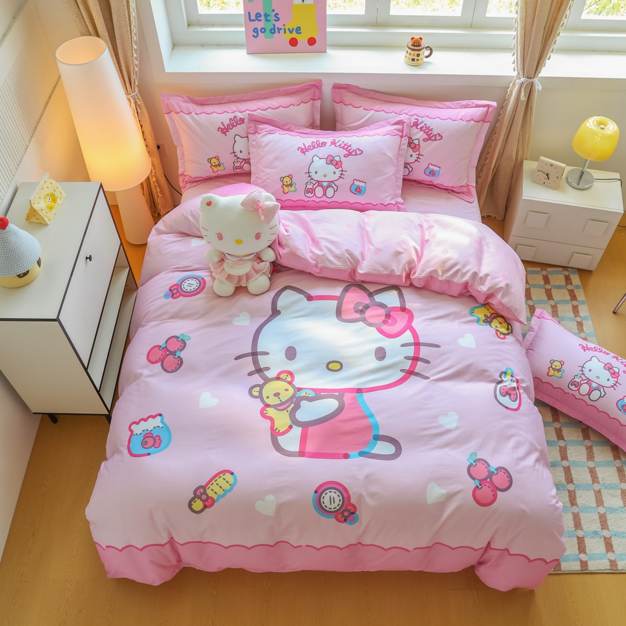 91家纺网 家纺一手货源 找家纺 浩诚 2026新款专版三丽鸥hellokitty库洛米正版授权大版全棉纯棉四件套 甜心宝贝