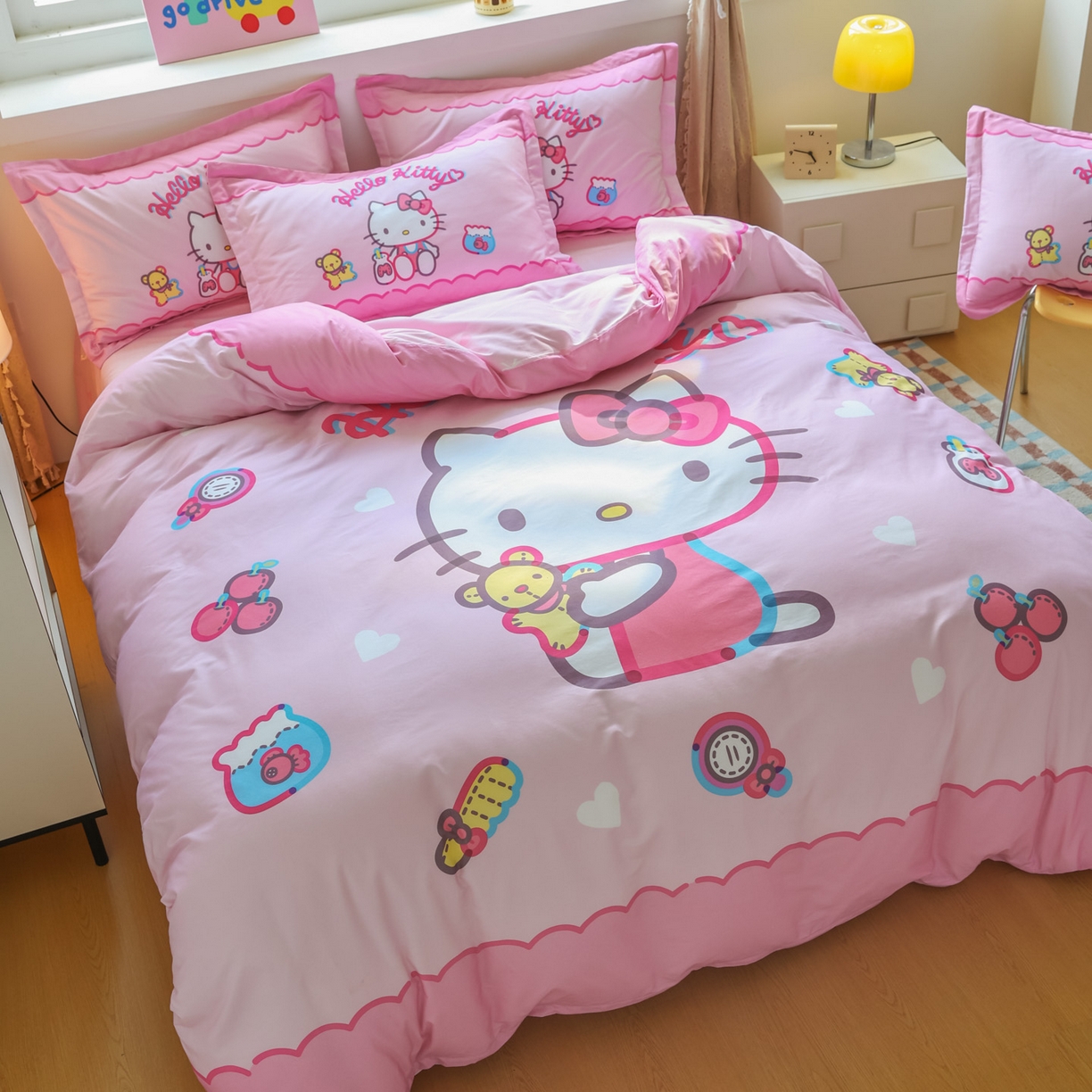 91家纺网 家纺一手货源 找家纺 浩诚 2026新款专版三丽鸥hellokitty库洛米正版授权大版全棉纯棉四件套 甜心宝贝