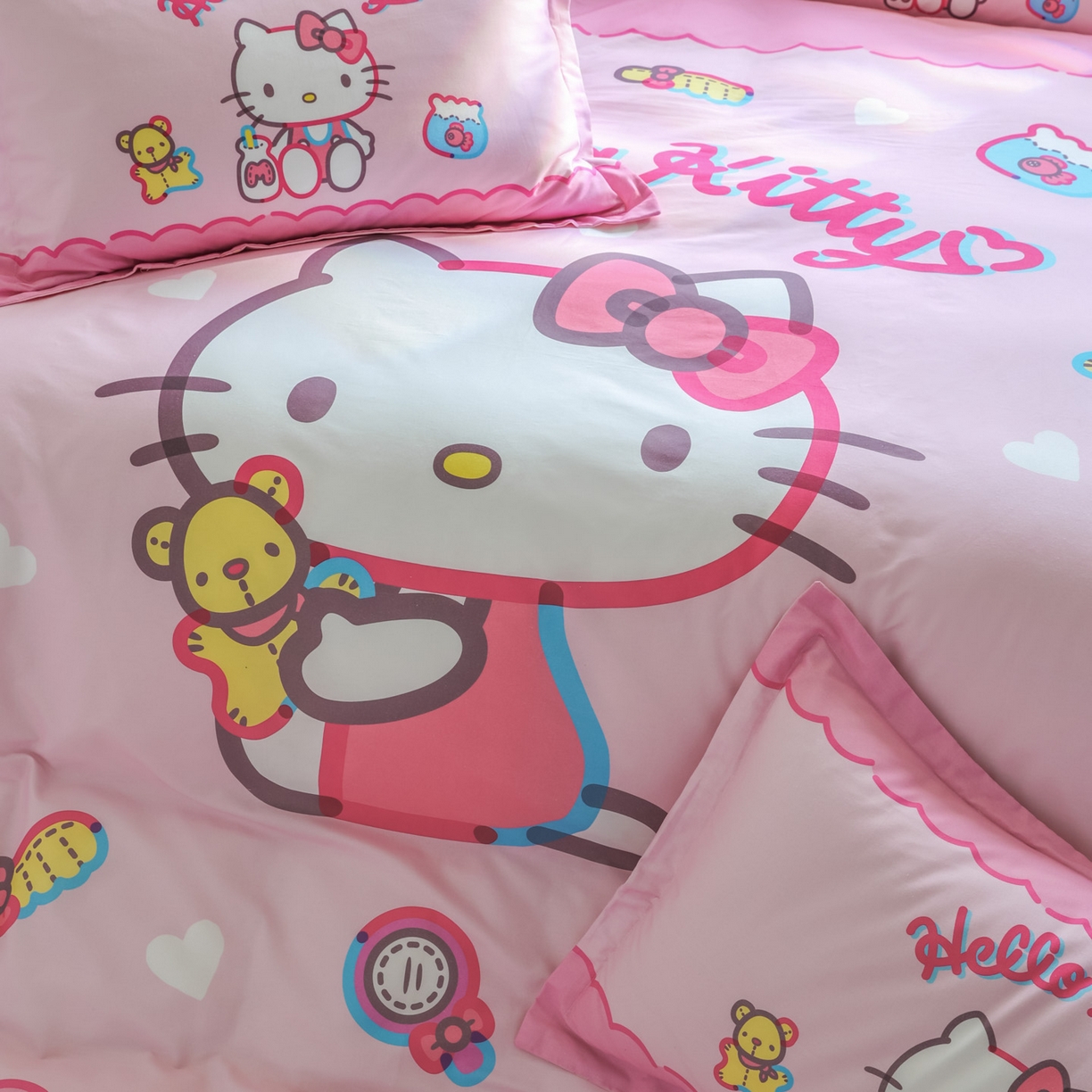 91家纺网 家纺一手货源 找家纺 浩诚 2026新款专版三丽鸥hellokitty库洛米正版授权大版全棉纯棉四件套 甜心宝贝