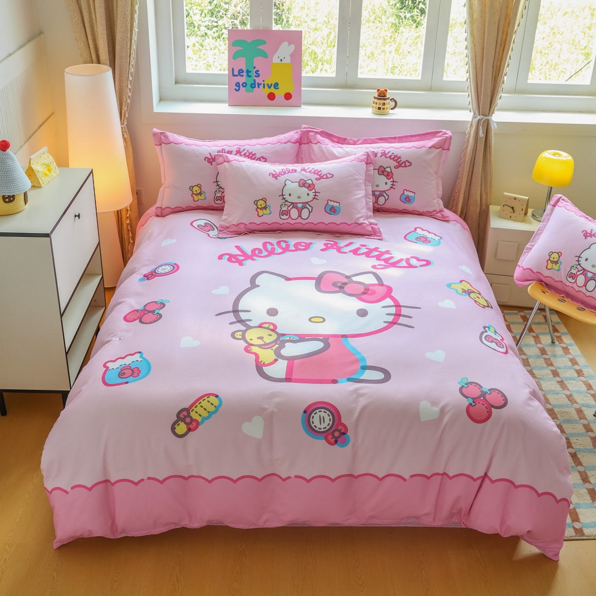 91家纺网 家纺一手货源 找家纺 浩诚 2026新款专版三丽鸥hellokitty库洛米正版授权大版全棉纯棉四件套 甜心宝贝