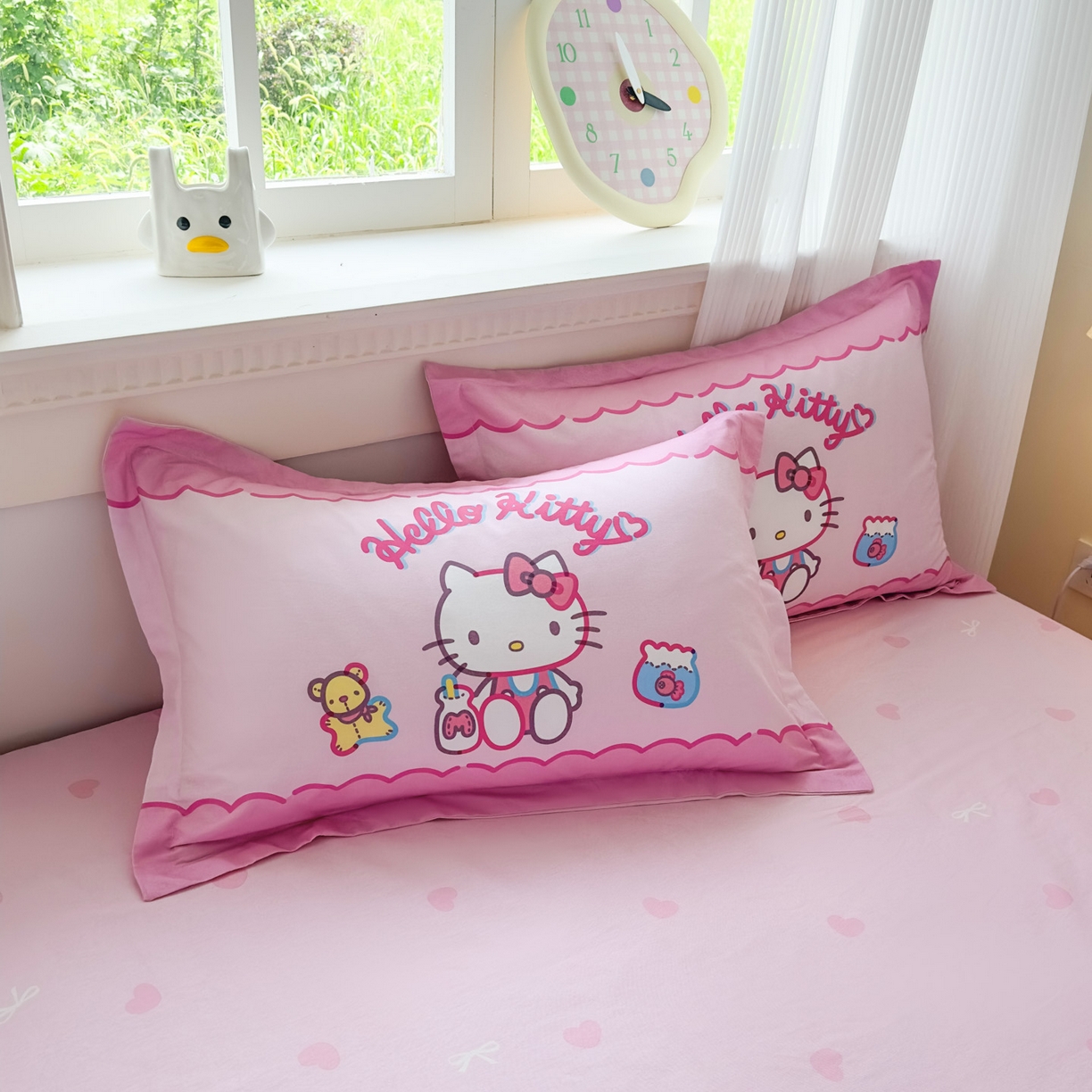 91家纺网 家纺一手货源 找家纺 浩诚 2026新款专版三丽鸥hellokitty库洛米正版授权大版全棉纯棉四件套 甜心宝贝